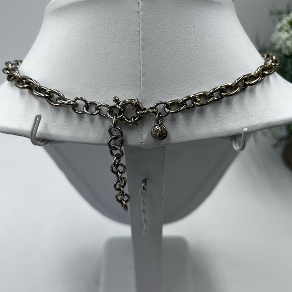 J. Crew Navy Blue and Clear Rhinestone Triple Fan Statement Bib Necklace - Picture 12 of 16